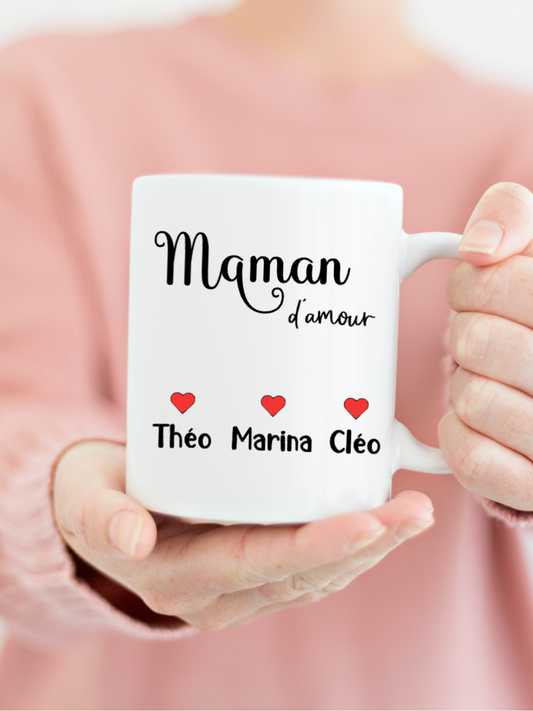 Mug Maman d'amour + prénoms