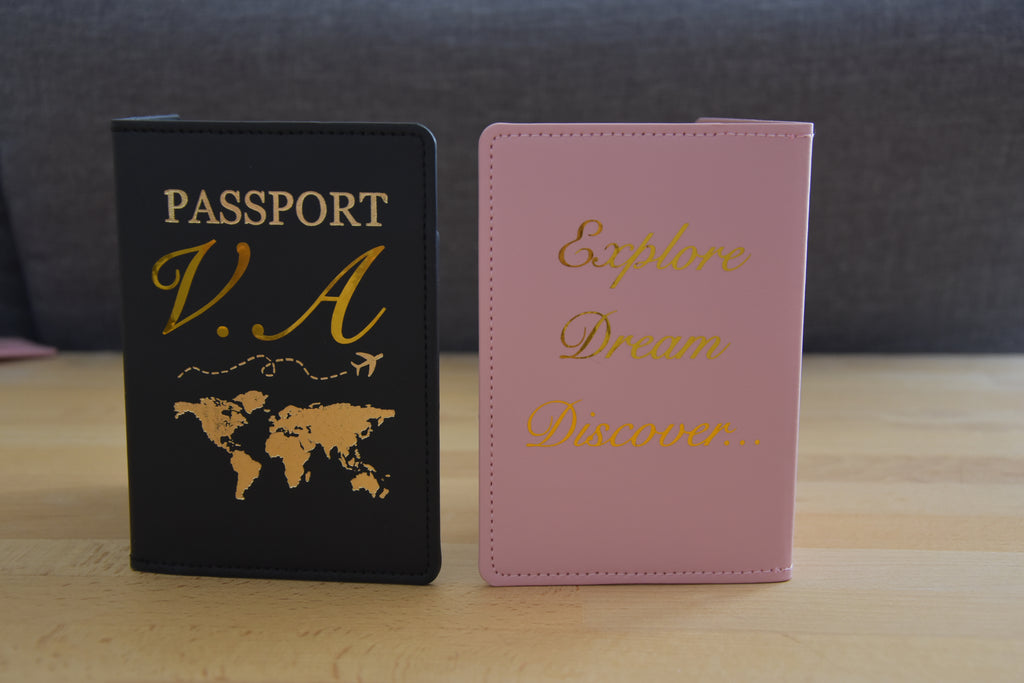 Ensemble protège passeport avec étiquette pour couple st-valentin cadeau à offrir amour voyage noir pour homme ou femme mignon couple