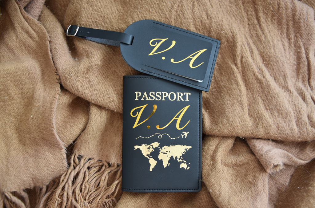 Ensemble protège passeport avec étiquette pour couple st-valentin cadeau à offrir amour voyage  pour homme ou femme mignon couple